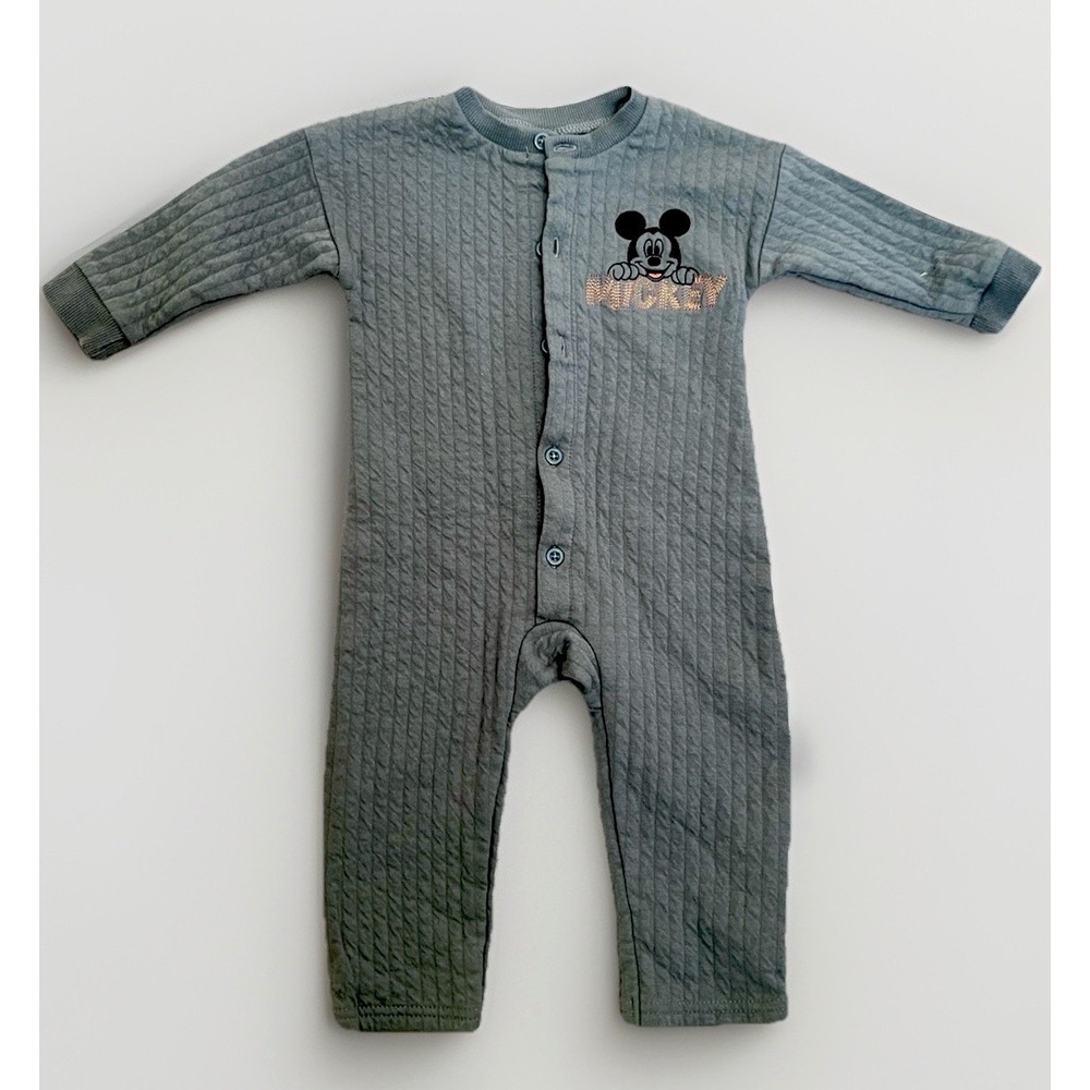 Disney Baby Mickey Quilted One Piece Romper Gray 12M‎